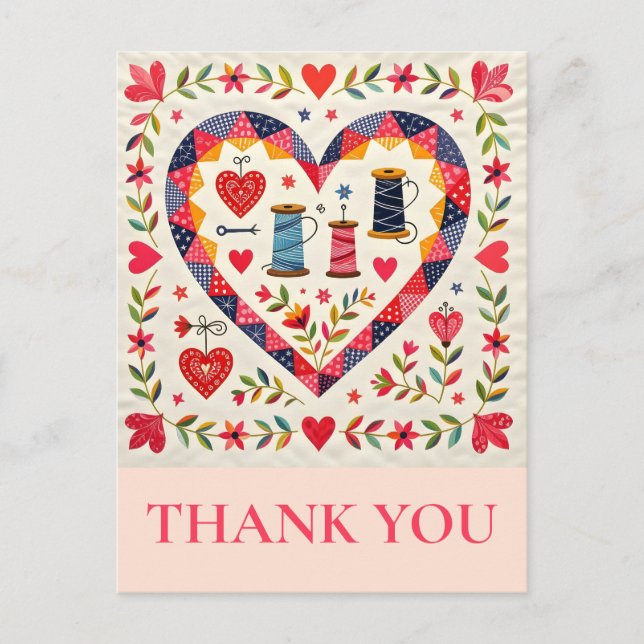 Crafter Quilting Sewing Thank you Postkarte (Vorderseite)
