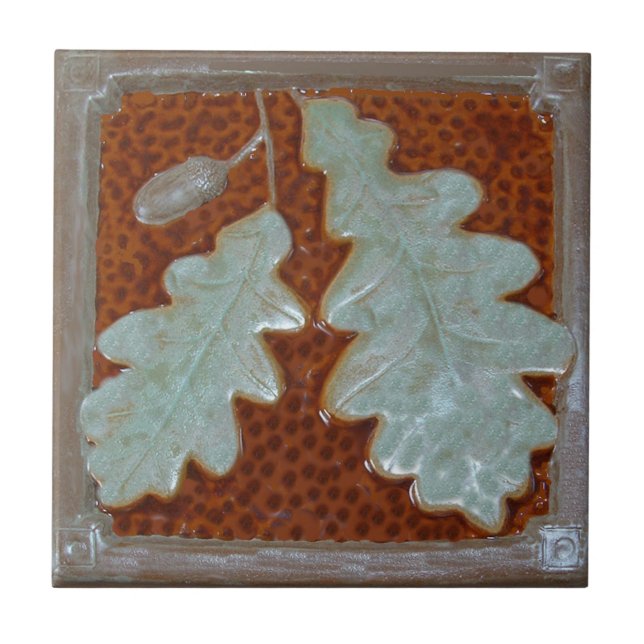  Craftsman Oak leaf Ceramic Decorative tile  Fliese (Vorderseite)