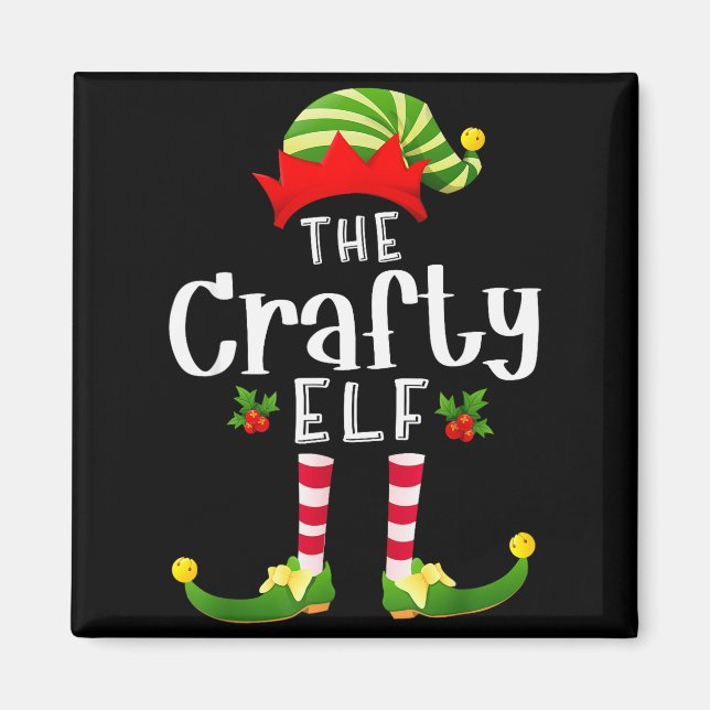 Crafty Christmas Elf Matching Pajama X-mas Party  Magnet (Vorne)