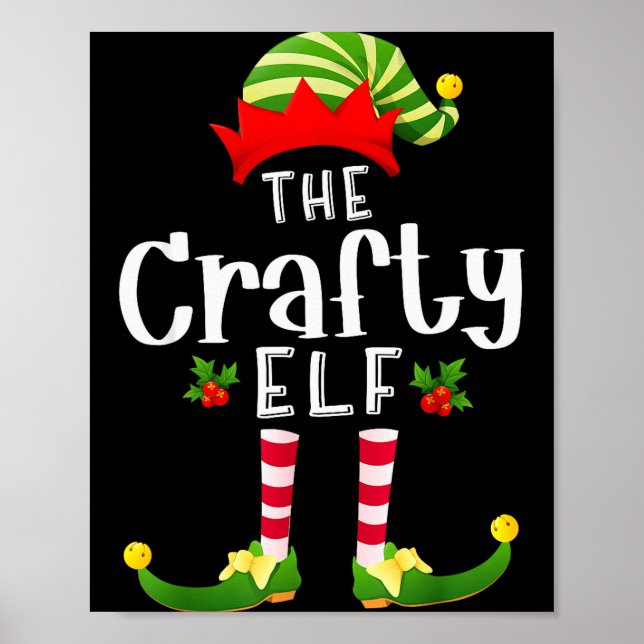 Crafty Christmas Elf Matching Pajama X-mas Party  Poster (Vorne)