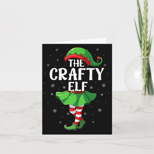 Crafty Elf Christmas Girls Women Elf Squad Xmas Fa Karte (Vorderseite)