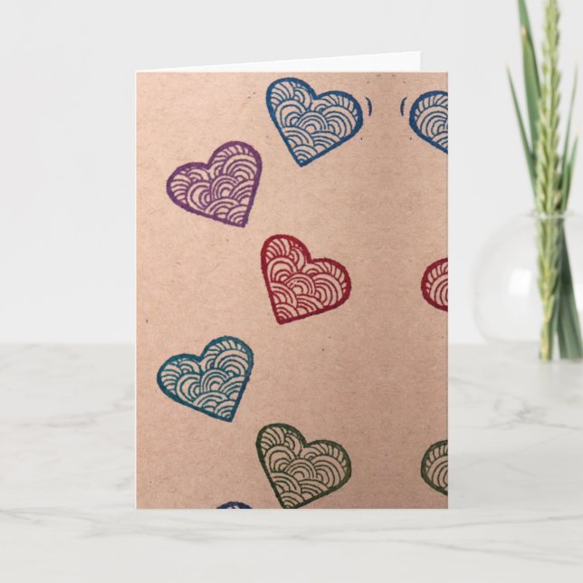 Crafty Liebe Hearts Karte (Vorderseite)