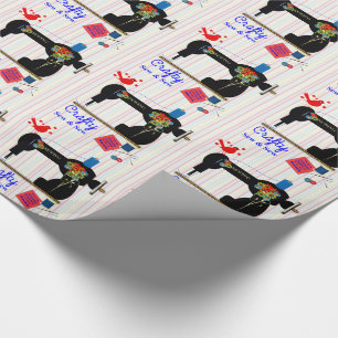 Crafty Näh- und Nähmaschine, Vintag Geschenkpapier