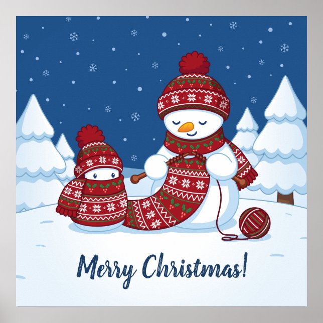 Crafty Snowman Knitting Scarf Poster (Vorne)
