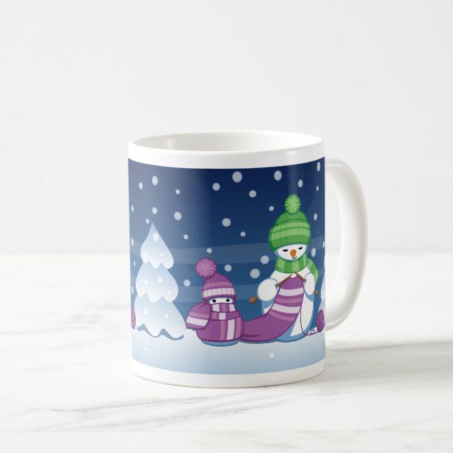 Crafty Snowman Knitting Scarf Tasse (VorderseiteRechts)