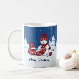Crafty Snowman Knitting Scarf Tasse