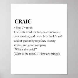 CRAIC: Moderne Irische Craic-Spaß-Bedeutungsgrafik Poster