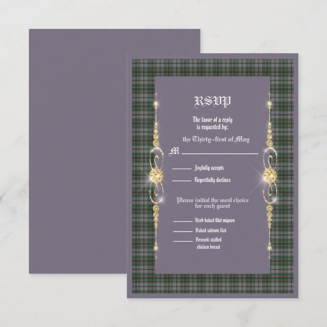 Craig Ancient Tartan Wedding RSVP Karte (Vorne/Hinten)