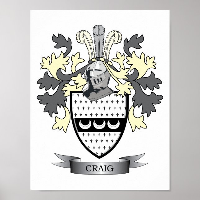 Craig Family Crest Coat of Arms Poster (Vorne)