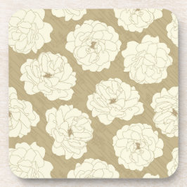 Cram Rose auf Golden Beige - nahtlos. Getränkeuntersetzer