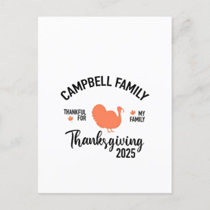 Crampbell Familie 2025 Thanksgiving Truthahn Abend Einladungspostkarte