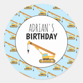 Cranbau Truck Boy Birthday Party Runder Aufkleber