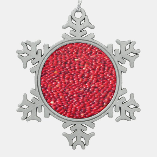 Cranberries Festivals Red Schneeflocken Zinn-Ornament (Vorderseite)
