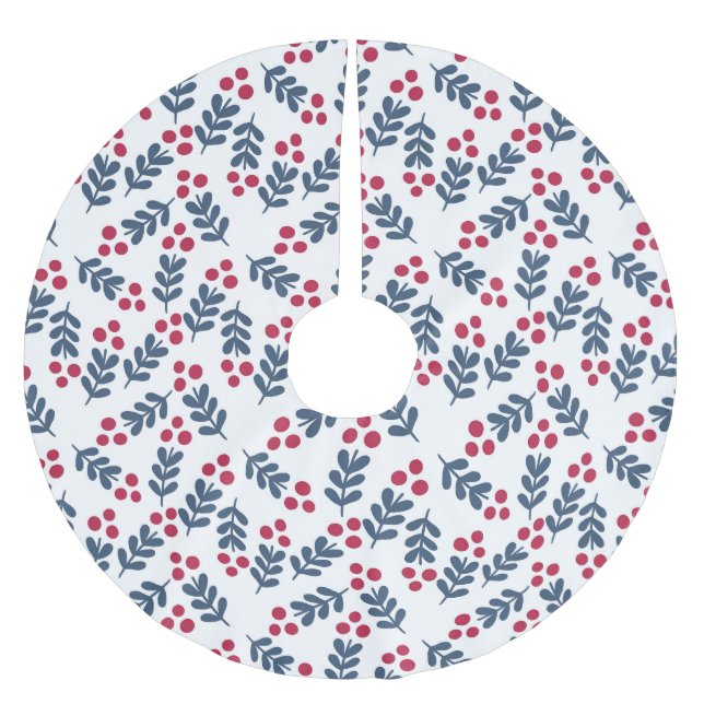 Cranberries Roter Weihnachtsfeiertag Minialistisch Polyester Weihnachtsbaumdecke (Vorderseite)