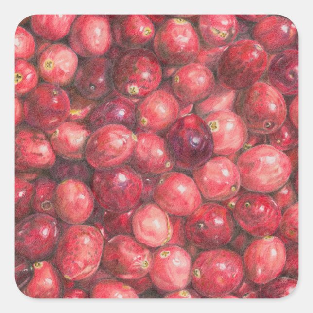Cranberries Stillleben Quadratischer Aufkleber (Vorderseite)