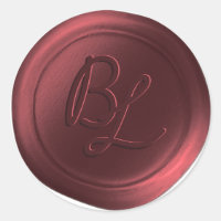 Cranberry 2 Letter Monogram Wax Siegel Stickers