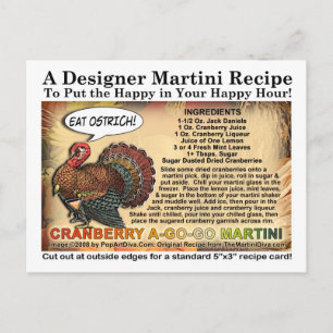 Cranberry A-Go-Go Thanksgiving Martini Recipe Card Feiertagspostkarte