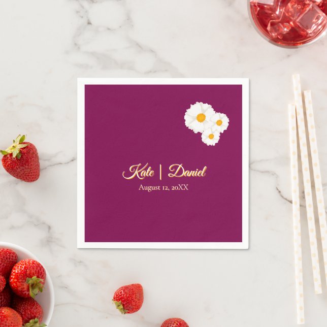 Cranberry-Blüten-Hochzeitspapier Serviette (Beispiel)