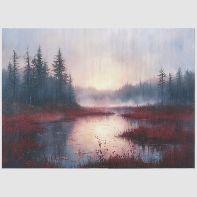 Cranberry Bog Sunrise Landschaft Decoupage Seidenpapier (Vorderseite)