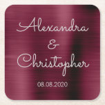 Cranberry Burgundy Elegante Hochzeit oder Empfang Rechteckiger Pappuntersetzer<br><div class="desc">Cranberry Burgundy Elegante und weiße maßgeschneiderte Hochzeit oder Empfang-Dinner und Cocktail trinken Cocktails Coaster. Der Text des Cranberry Burgundy einfache und elegante Untersetzer können aktualisiert und mit Ihrem Namen und Hochzeitsdatum angepasst werden.</div>