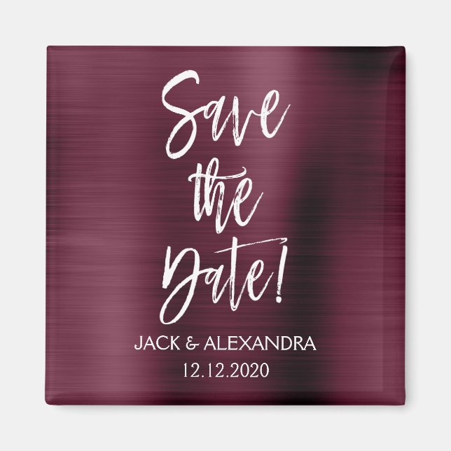 Cranberry Burgundy und White speichern das Datumsm Magnet (Vorne)