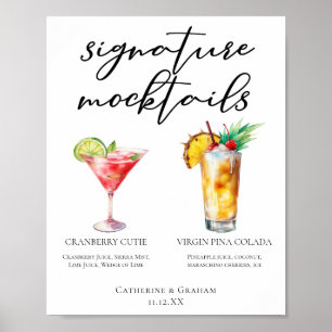 Cranberry Cutie Piña Colada Mocktails-Menü Poster