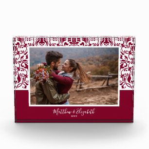 Cranberry Damask Christmas Custom Fotoblock