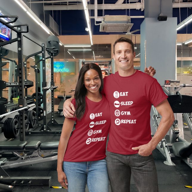 Cranberry Eat Sleep Gym Repeat Icon T-Shirt (Von Creator hochgeladen)