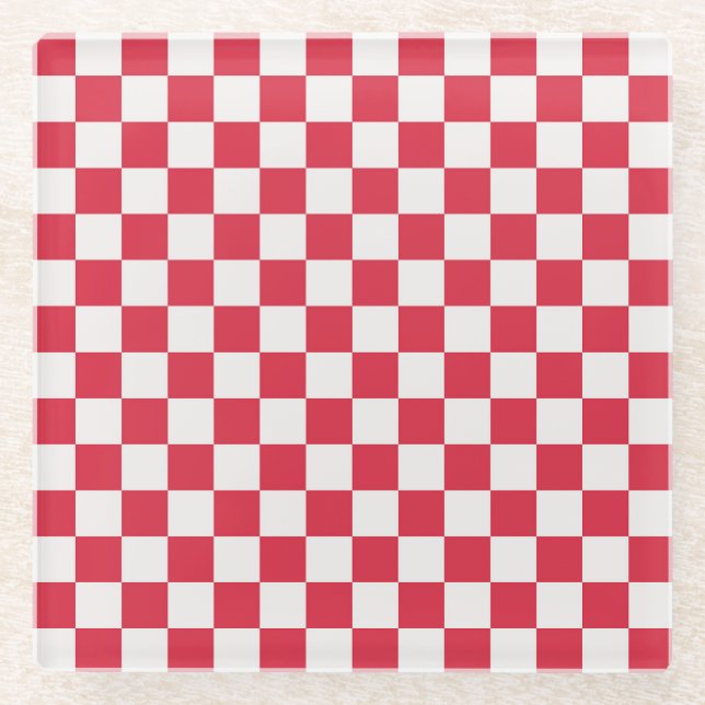 Cranberry fizz checkerboard pattern glasuntersetzer (Vorderseite)