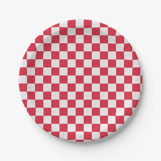 Cranberry fizz checkerboard pattern pappteller (Vorderseite)