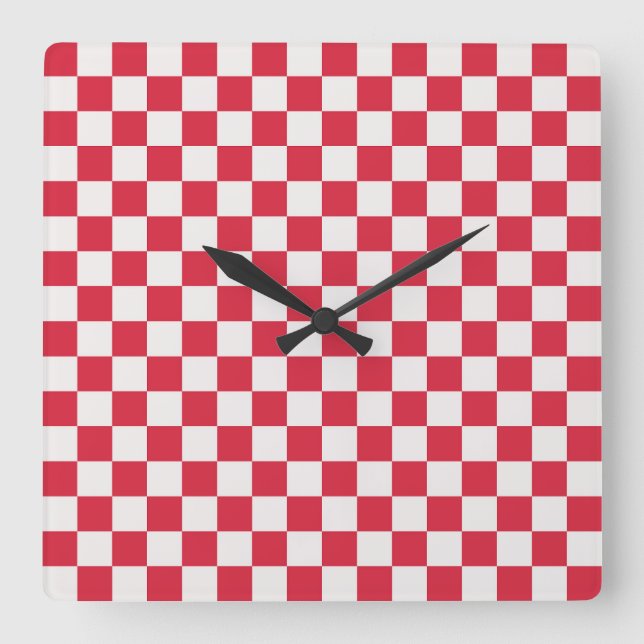Cranberry fizz checkerboard pattern quadratische wanduhr (Vorderseite)