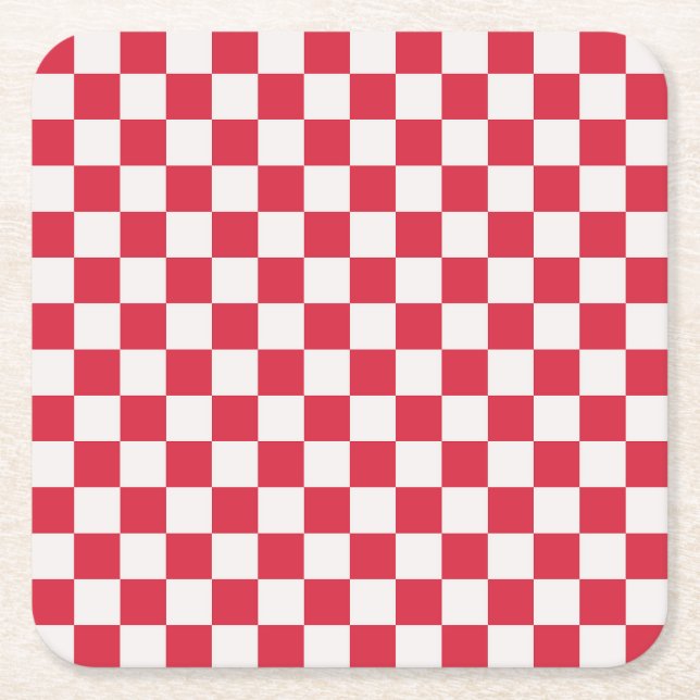 Cranberry fizz checkerboard pattern rechteckiger pappuntersetzer (Vorderseite)