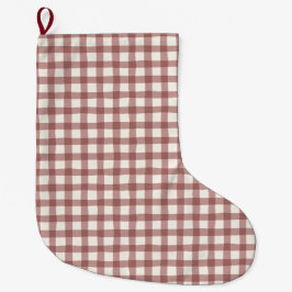 Cranberry Gingham Red Maroon Großer Weihnachtsstrumpf
