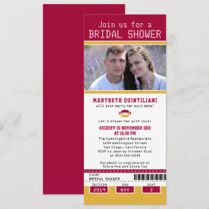 Cranberry Gold Football Ticket Brautparty Einladung