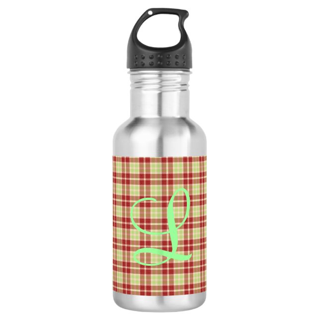 Cranberry Kariert anpassbar Edelstahlflasche (Vorderseite)