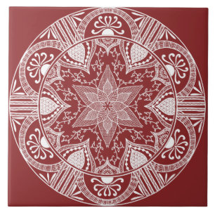 Cranberry Mandala Fliese