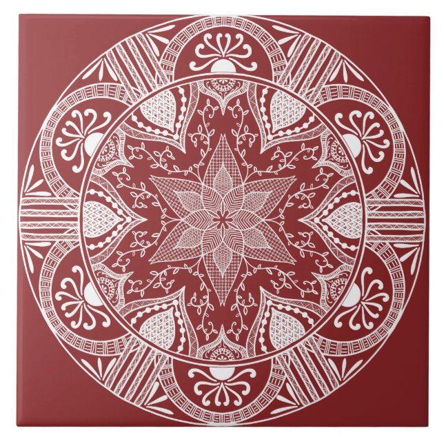 Cranberry Mandala Fliese (Vorderseite)