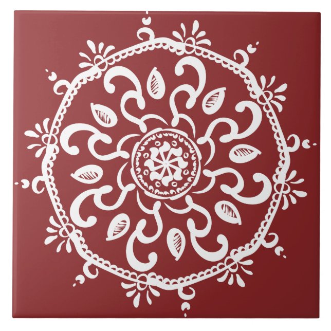 Cranberry Mandala Fliese (Vorderseite)