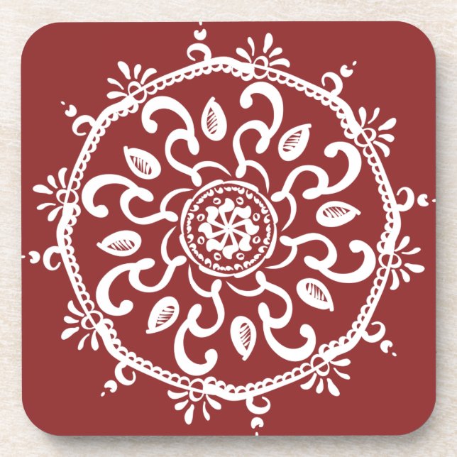 Cranberry Mandala Getränkeuntersetzer (Vorderseite)