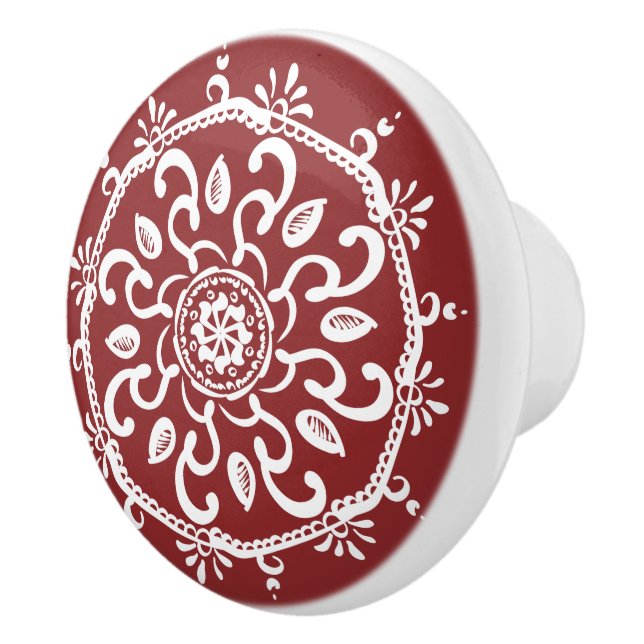 Cranberry Mandala Keramikknauf (Rechts)
