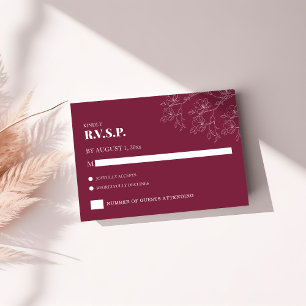 Cranberry Modern Floral Wedding RSVP Karte