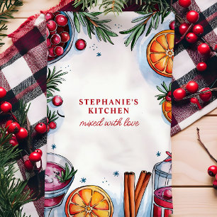 Cranberry-Orangen-Cocktail-Weihnachten Personalisi Geschirrtuch