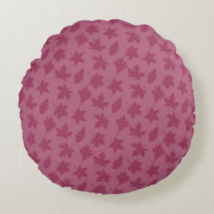 CRANBERRY PINK AUTUMN LEAVES RUNDES KISSEN