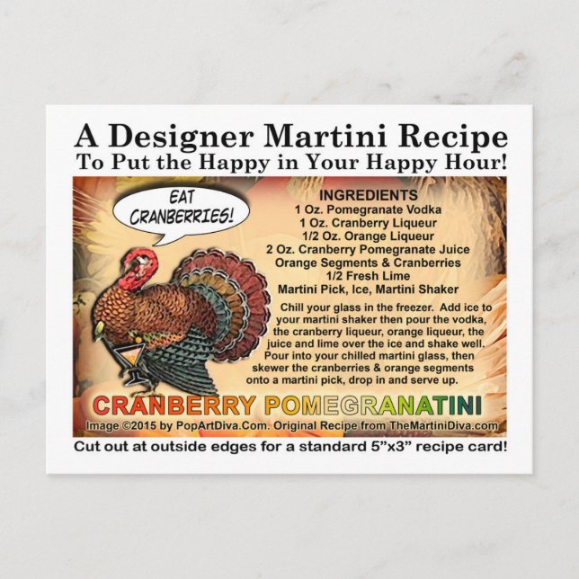 Cranberry PomegranateThanksgiving Cocktail Rezept Feiertagspostkarte (Vorderseite)