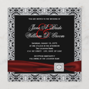 Cranberry Red and Black Wedding Einladung
