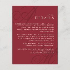 Cranberry Red Modern Edge Elegante Monogram Detail Begleitkarte