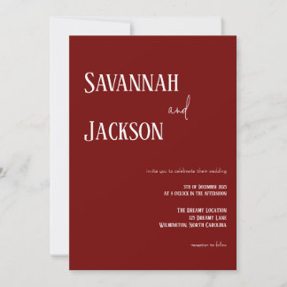 Cranberry Red Modern Elegant Wedding Invitation Einladung
