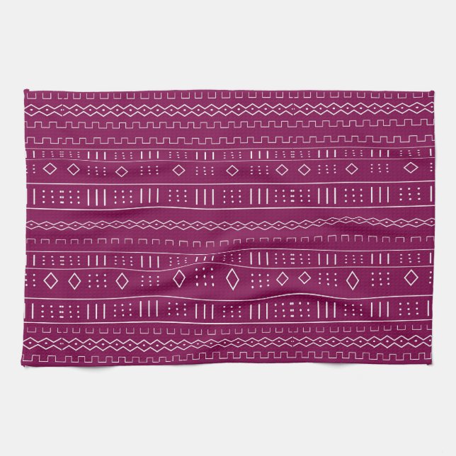 Cranberry Red Modern Modern Mudtuch Pattern Geschirrtuch (Horizontal)
