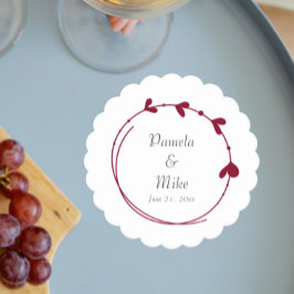 Cranberry Red Simple Heart Wreath Wedding Untersetzer