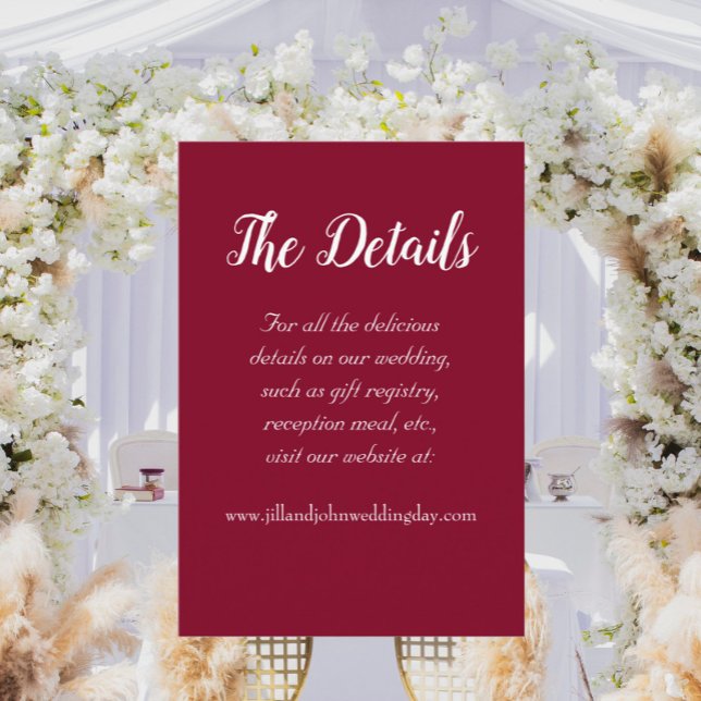 Cranberry Red Simple Style Wedding Details Begleitkarte (In Situ Wedding)